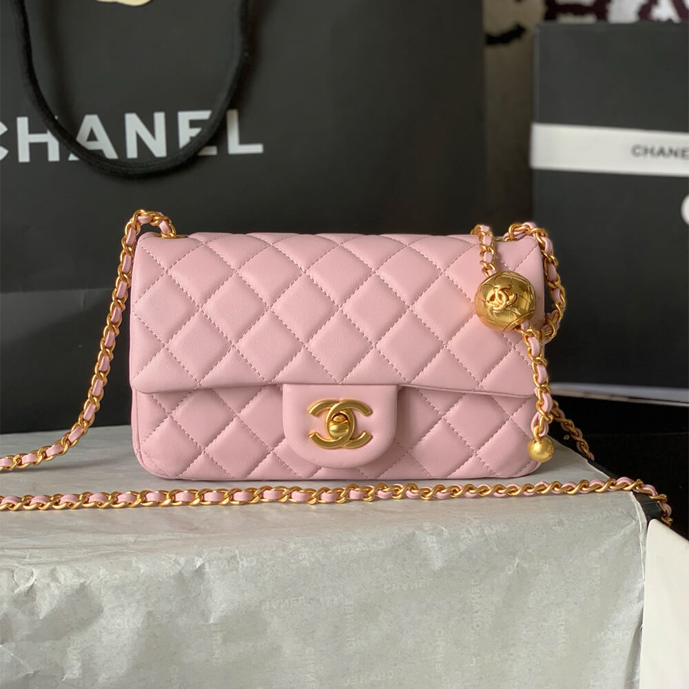 Ch**el Pearl Crush Mini Rectangular Flap