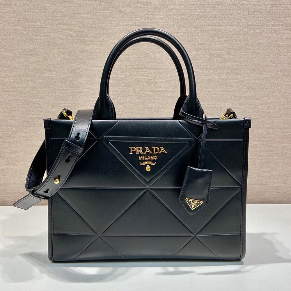 Pra*a Small leather Pra*a Symbole bag with topstitching