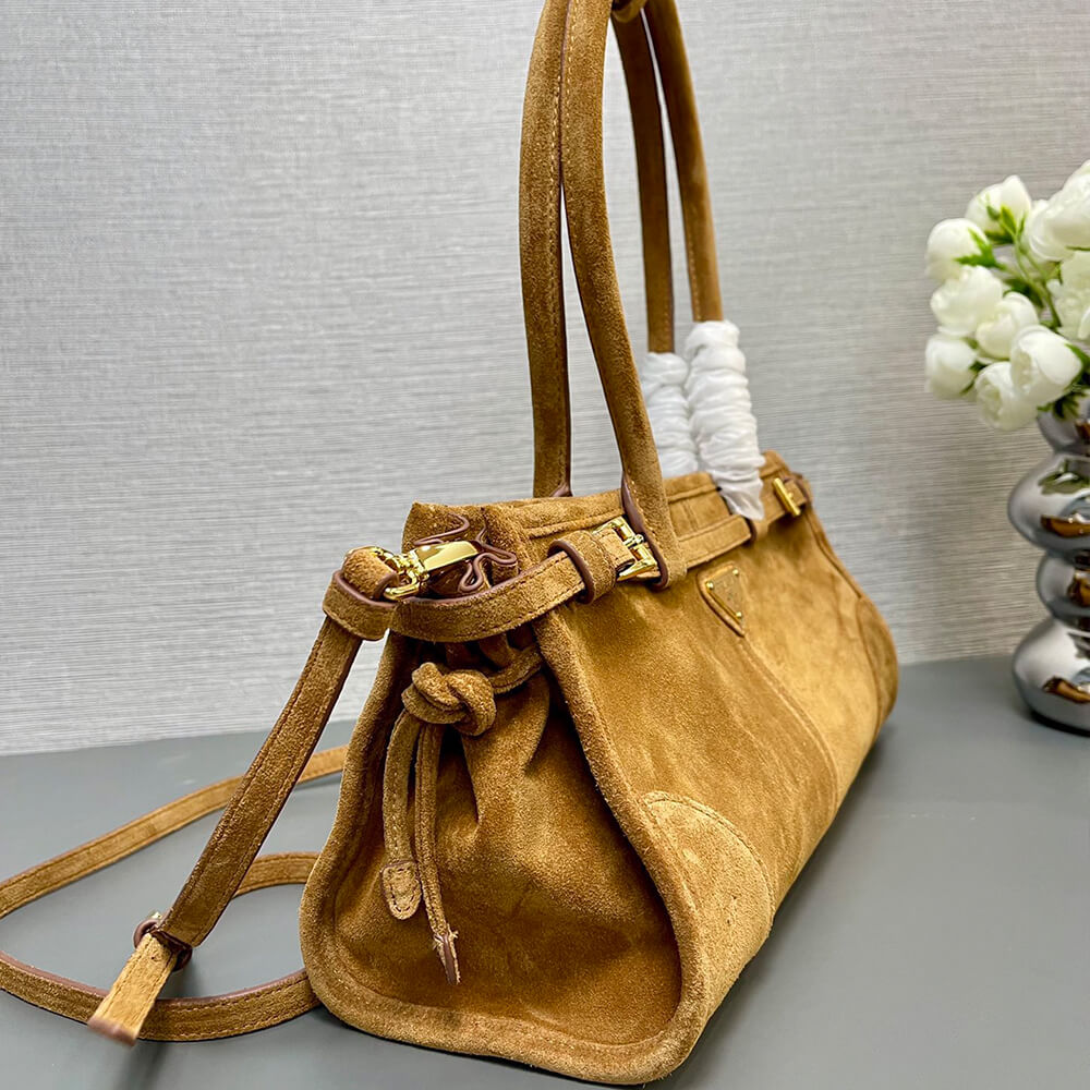 Pra*a Medium suede handbag(high-end grade)