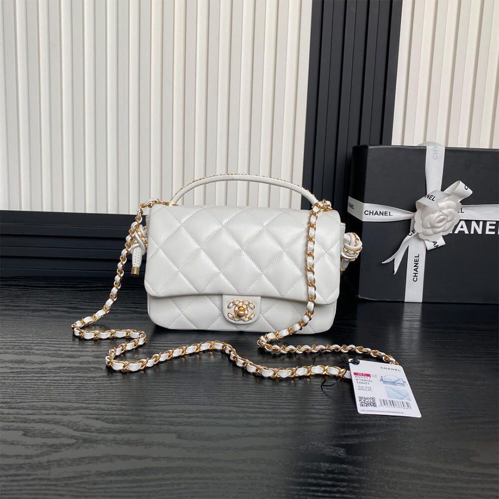 Ch**el Flap Bag with Top Handle(HIGH-END GRADE)