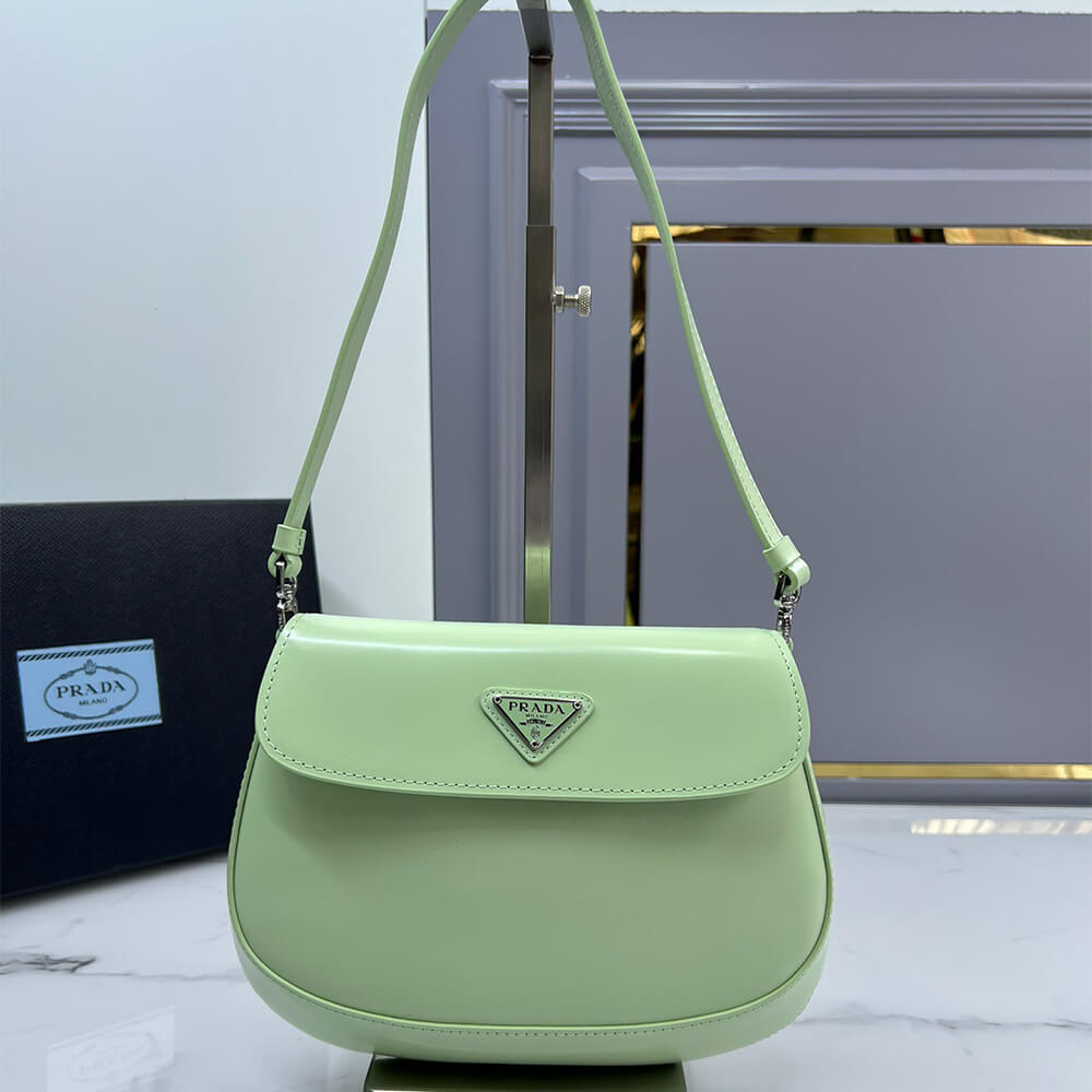 Small Pra*a Cleo brushed leather shoulder bag with flap
