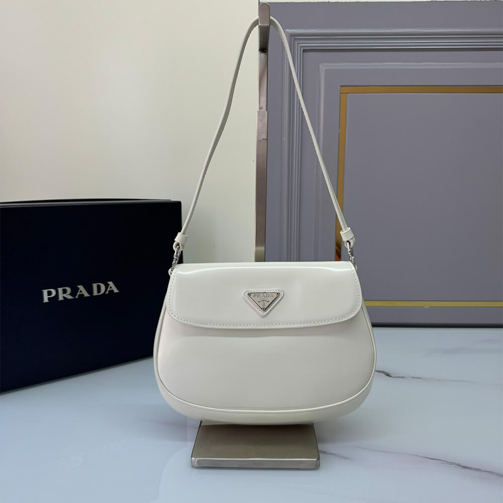Small Pra*a Cleo brushed leather shoulder bag with flap