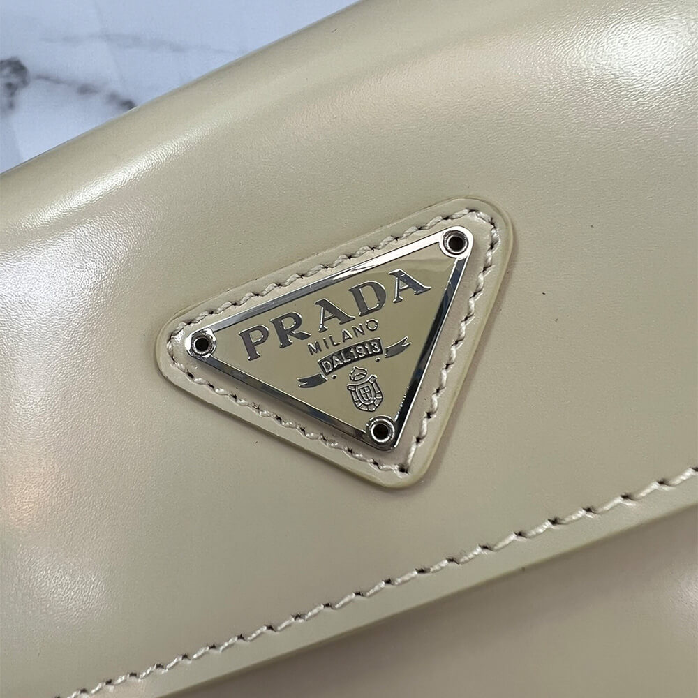 Small Pra*a Cleo brushed leather shoulder bag with flap