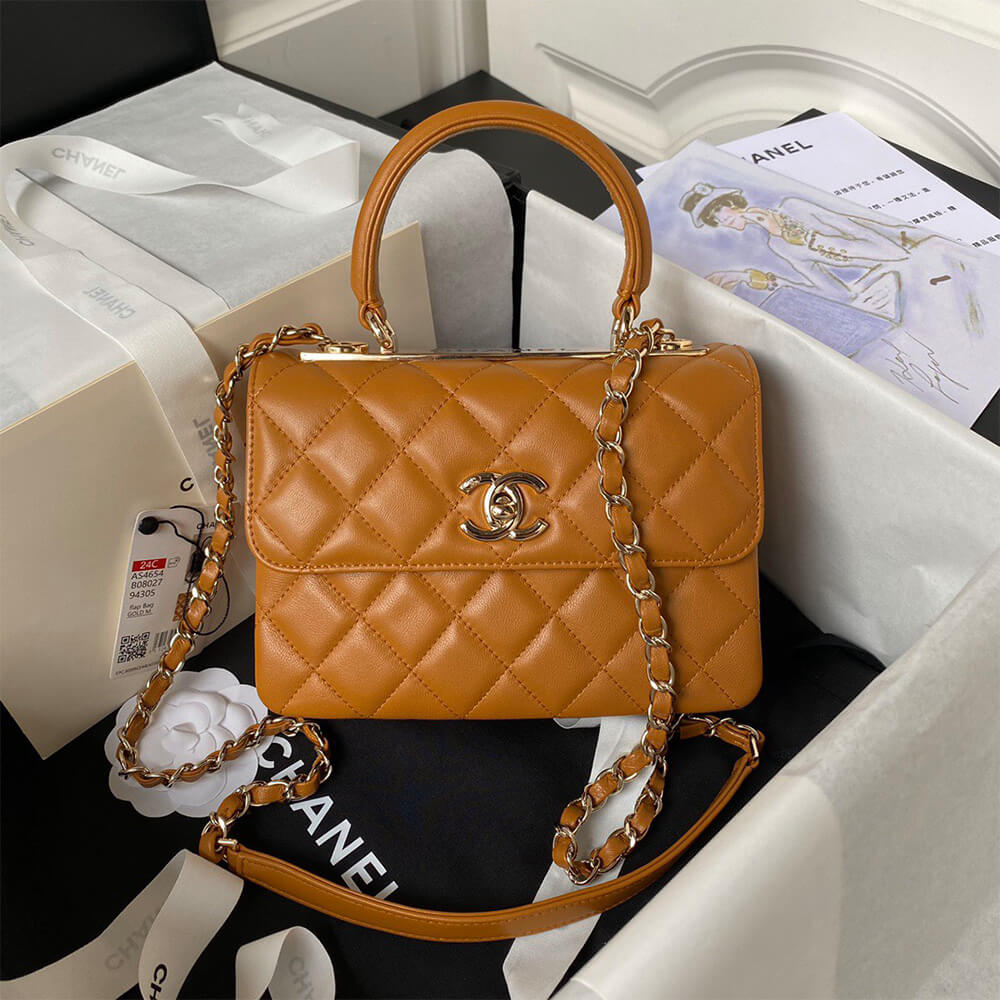Ch**el Mini Flap Bag with Top Handle(HIGH-END GRADE)