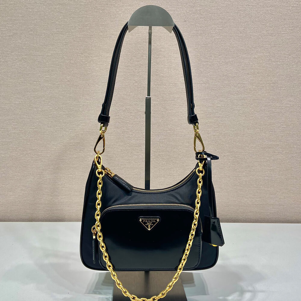Pra*a Re-nylon And Brushed Leather Mini bag