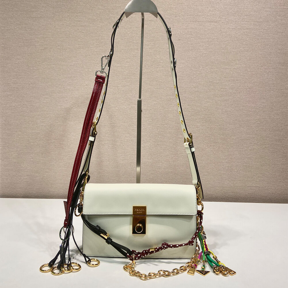 Pra*a Soft Sound small leather shoulder bag with charms(high-end grade)