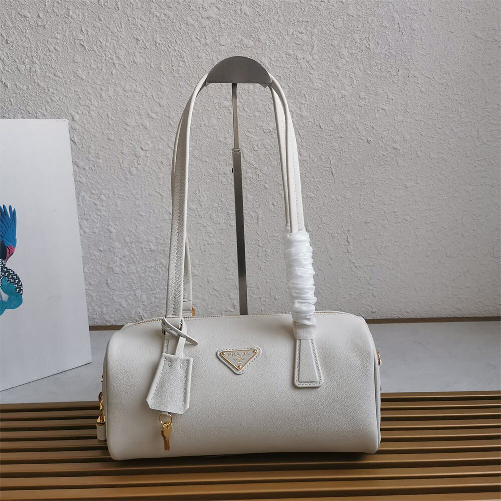 Pra*a Medium leather top-handle bag with padlock(high-end grade)