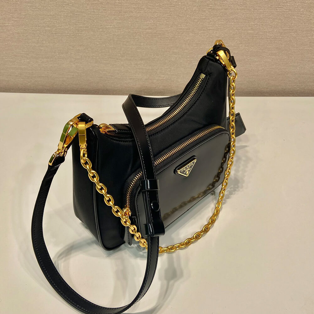 Pra*a Re-nylon And Brushed Leather Mini bag