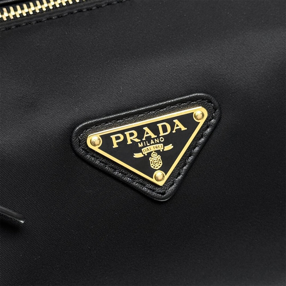 Pra*a Re-Nylon and leather medium top-handle bag with padlock(high-end grade)