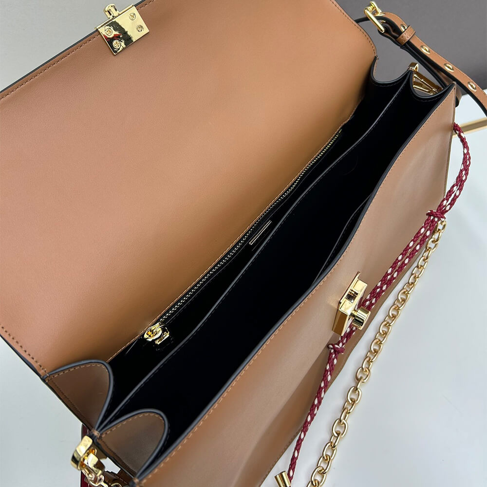 Pra*a Soft Sound large leather shoulder bag with charms(high-end grade)