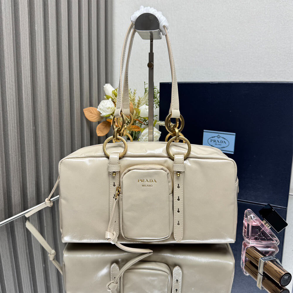 Pra*a Dangle medium leather top-handle bag(HIGH-END GRADE)