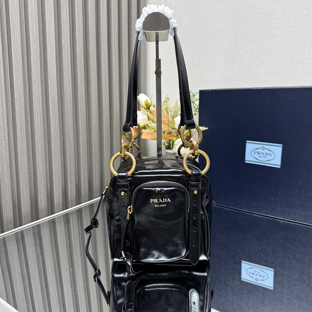 Pra*a Dangle leather top-handle mini-bag(HIGH-END GRADE)