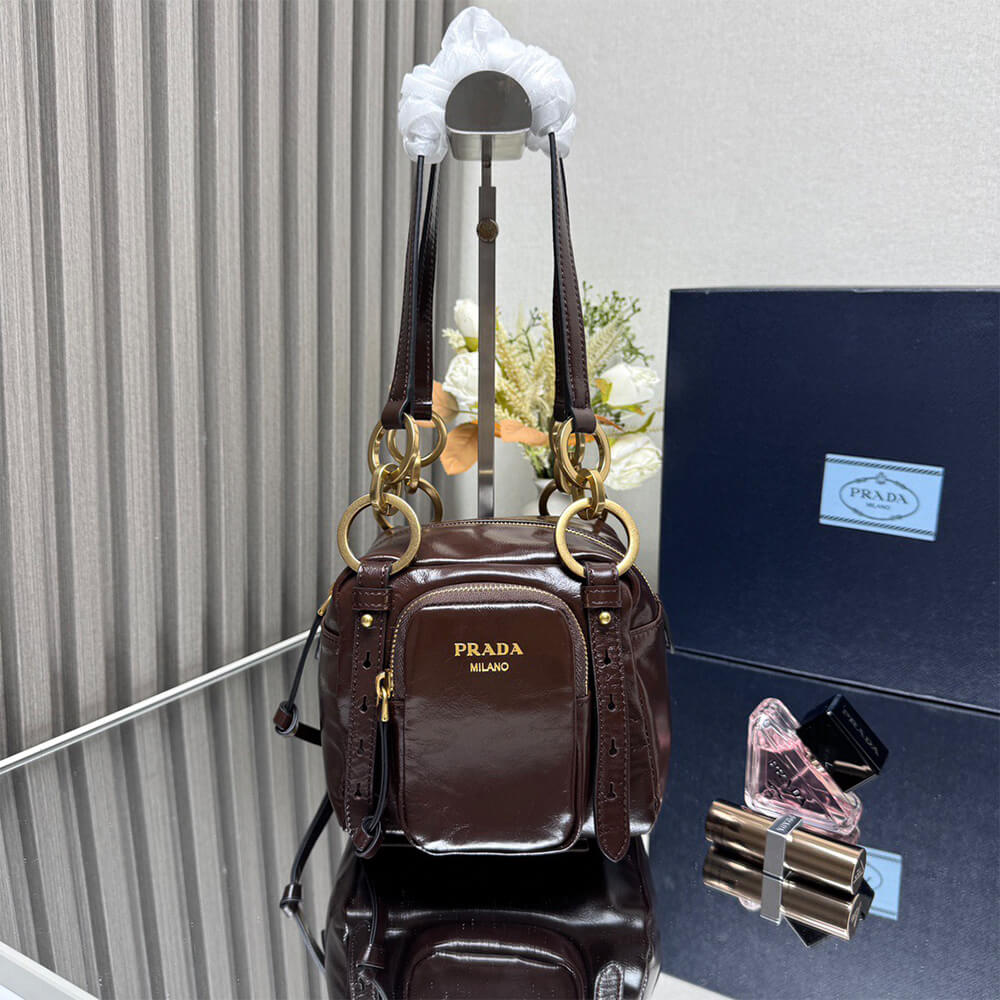 Pra*a Dangle leather top-handle mini-bag(HIGH-END GRADE)