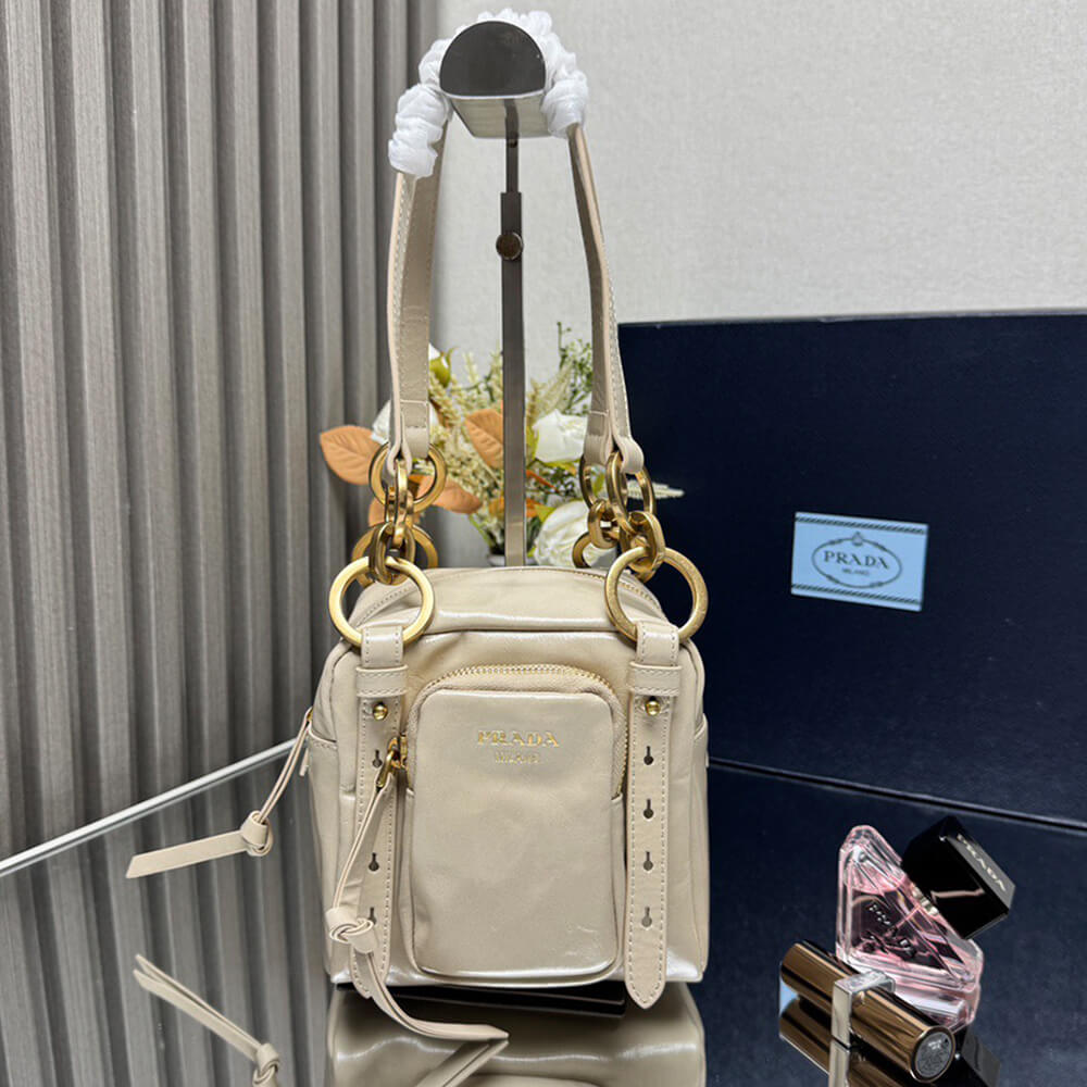 Pra*a Dangle leather top-handle mini-bag(HIGH-END GRADE)