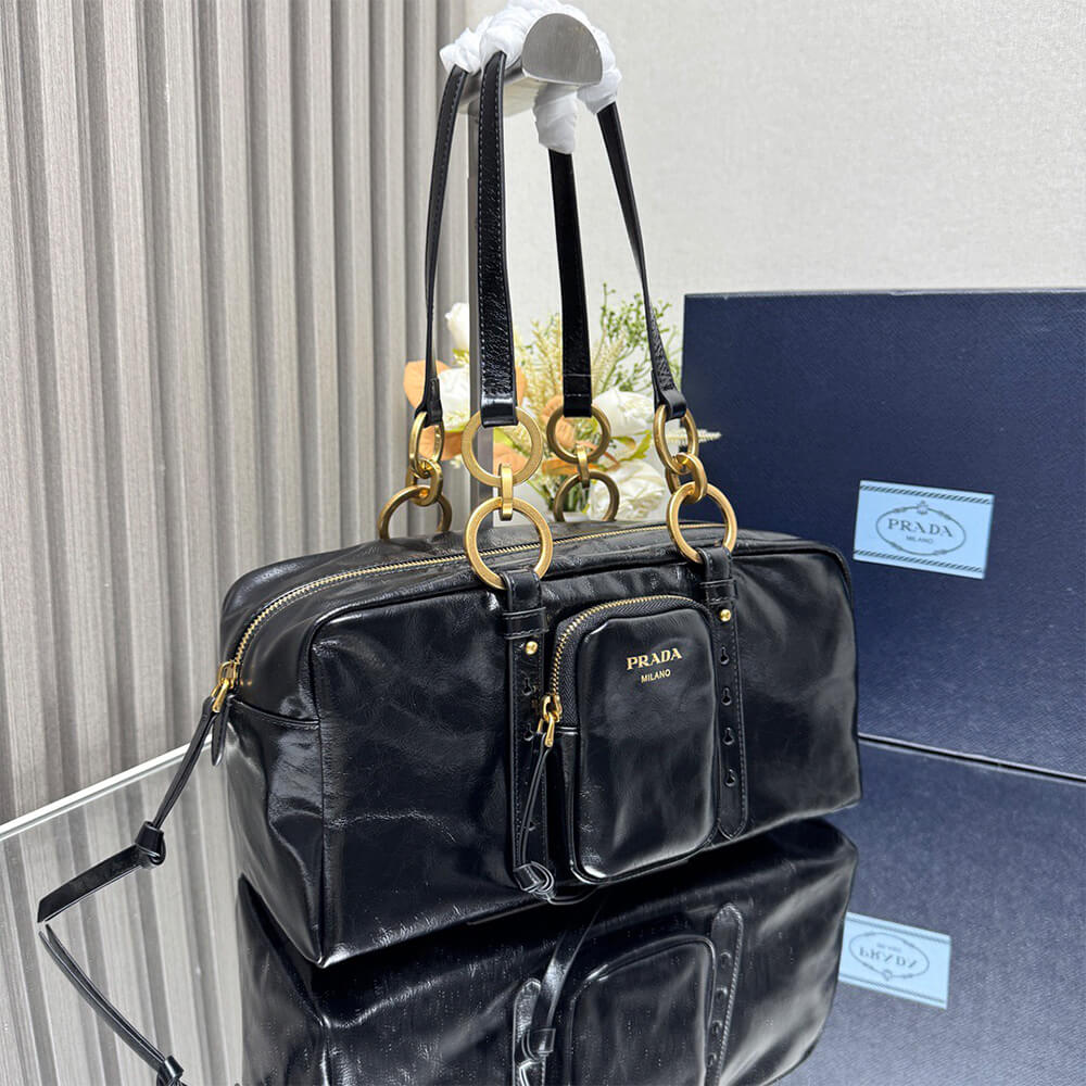 Pra*a Dangle medium leather top-handle bag(HIGH-END GRADE)