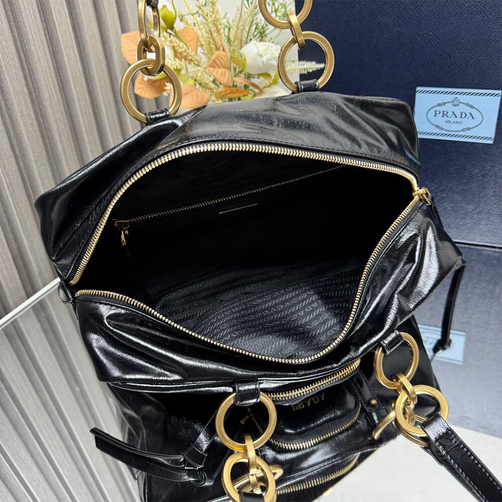Pra*a Dangle medium leather top-handle bag(HIGH-END GRADE)