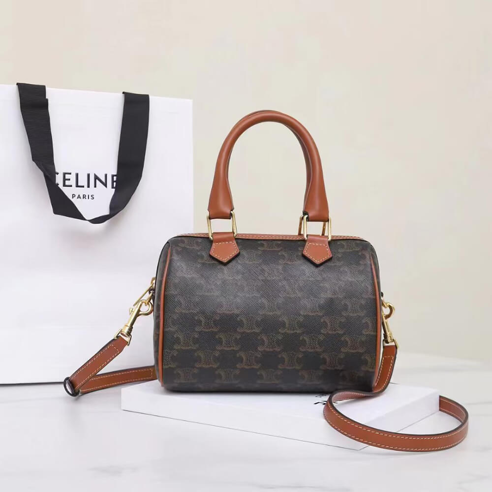 Ce1i*e Small Boston IN Triomphe Canvas and calfskin