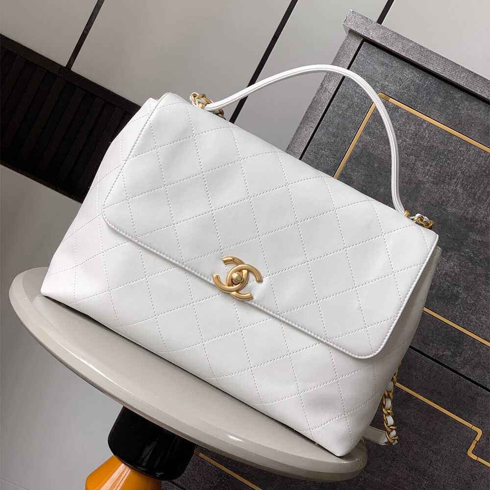 Ch**el Large Flap Bag With Top Handle(HIGH-END GRADE)