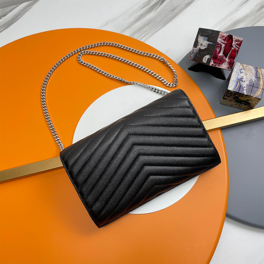 Y51 classic cassandre chain wallet in grain de poudre leather