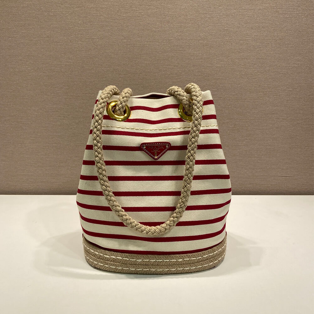 Pra*a Mariner small striped fabric bucket bag