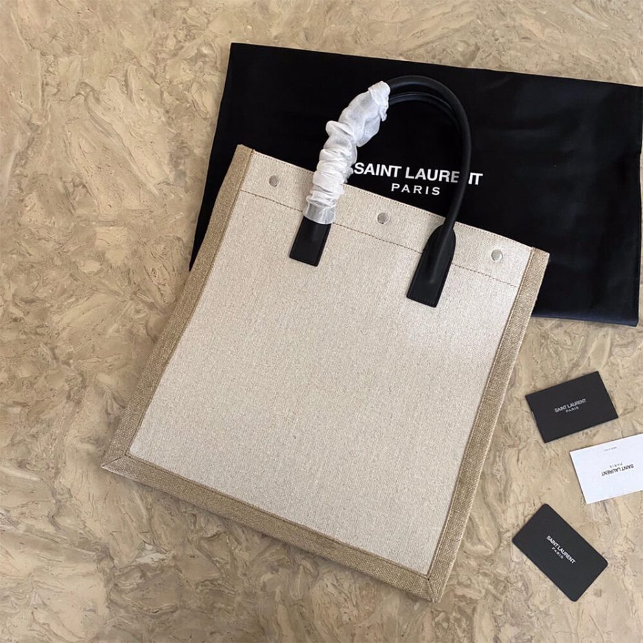 RIVE GAUCHE N/S SHOPPING BAG IN LINEN AND COTTON