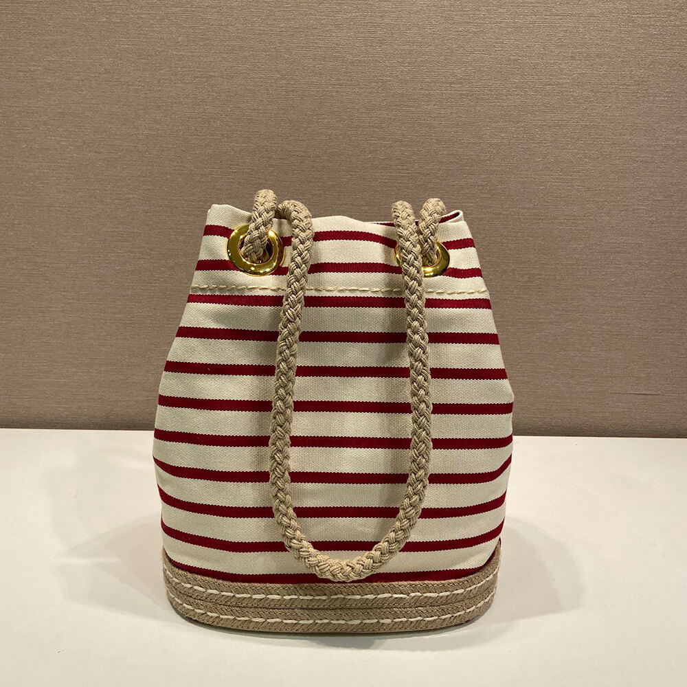 Pra*a Mariner small striped fabric bucket bag