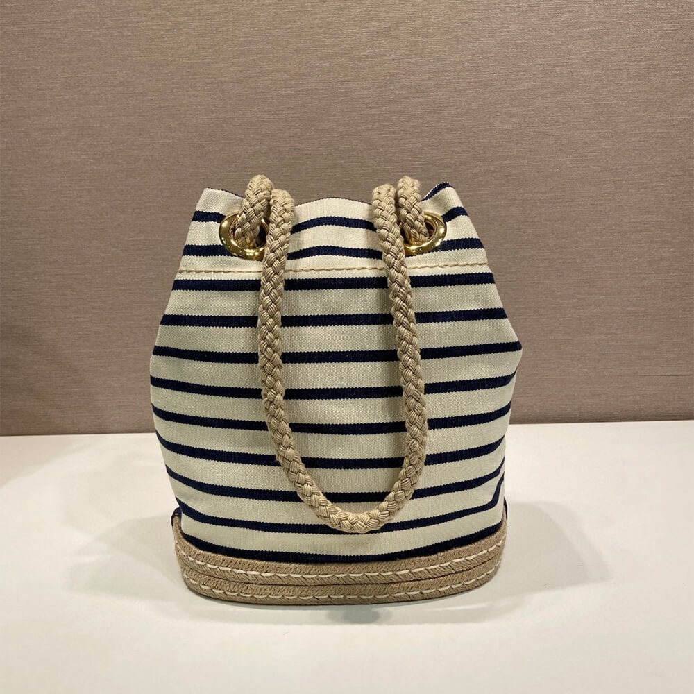 Pra*a Mariner small striped fabric bucket bag
