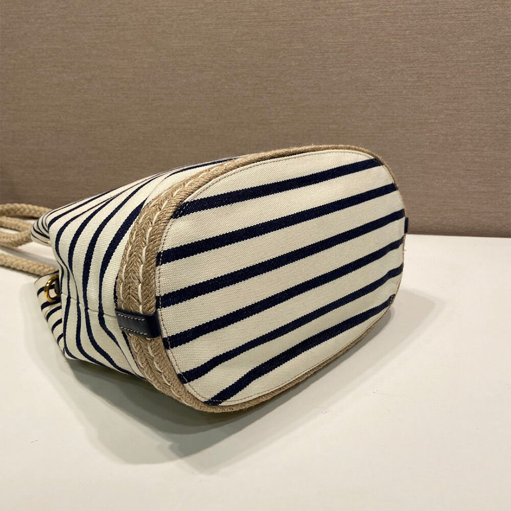 Pra*a Mariner small striped fabric bucket bag