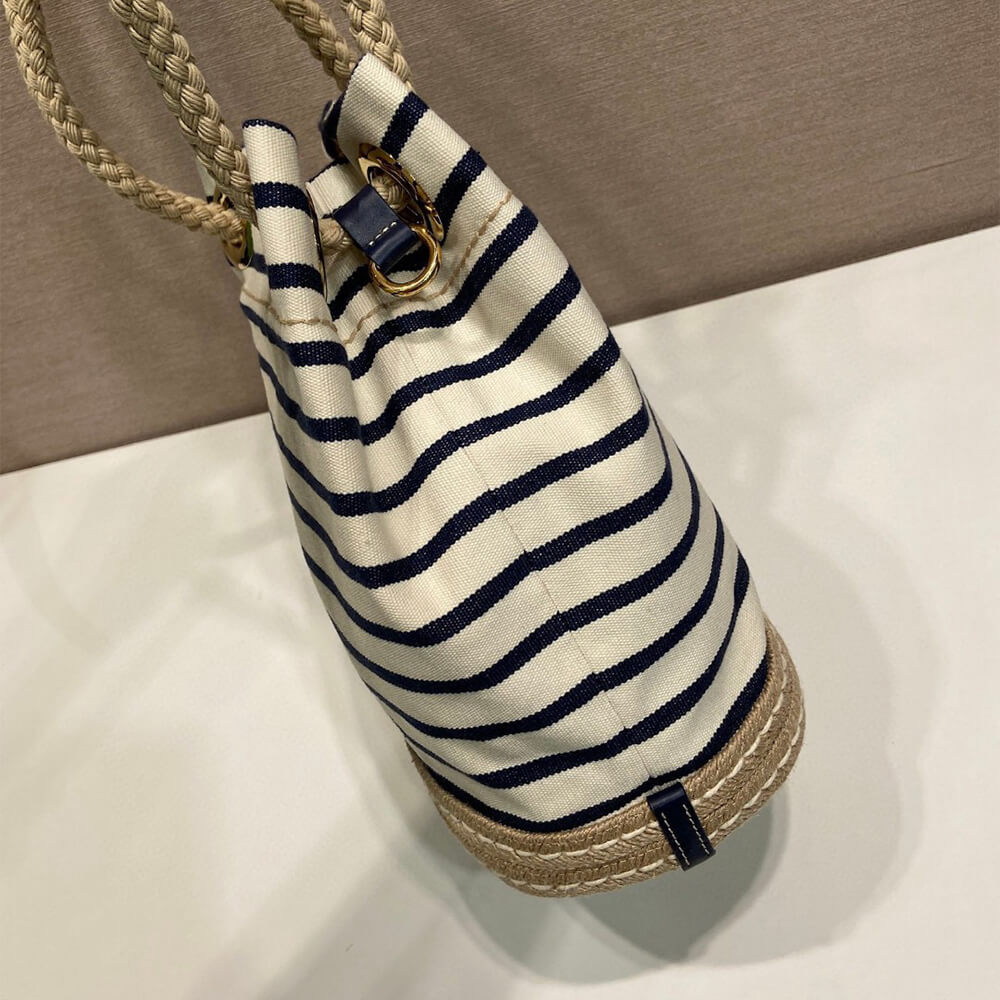 Pra*a Mariner small striped fabric bucket bag
