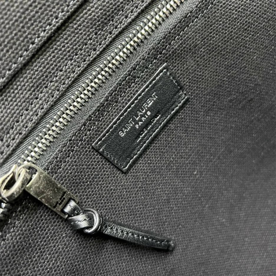 RIVE GAUCHE TOTE BAG IN LINEN AND LEATHER