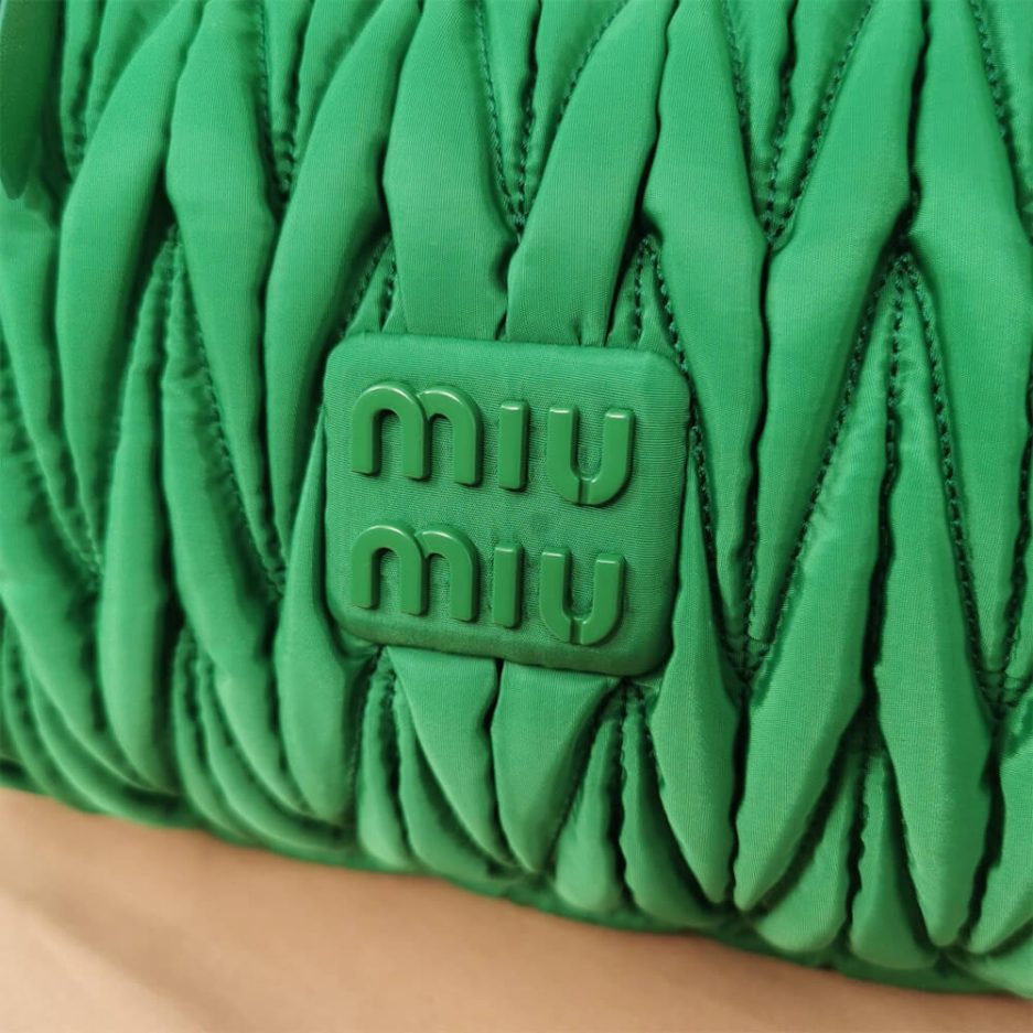 Miu Wander matelasse regenerated nylon hobo bag