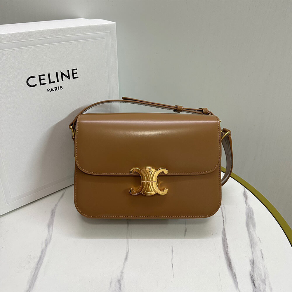 Ce1i*e CLASSIQUE TRIOMPHE BAG in shiny calfskin(HIGH-END GRADE)