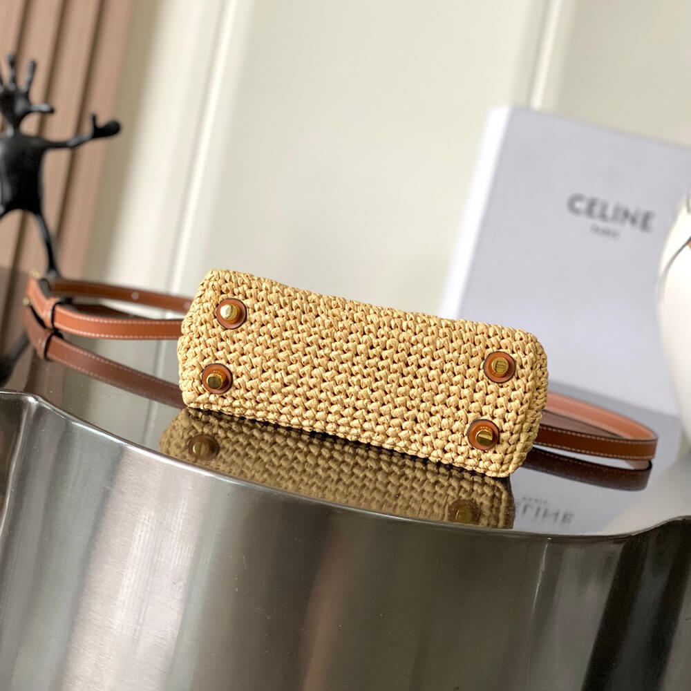 Ce1i*e TEEN NINO BAG IN Raffia and calfskin(HIGH-END GRADE)