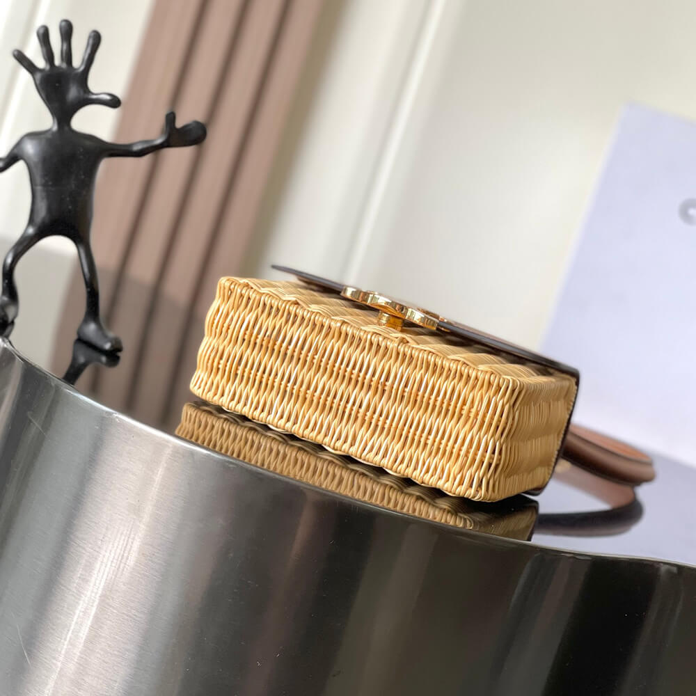 Ce1i*e TEEN GARANCE BAG IN WICKER AND NATURAL CALFSKIN(HIGH-END GRADE)