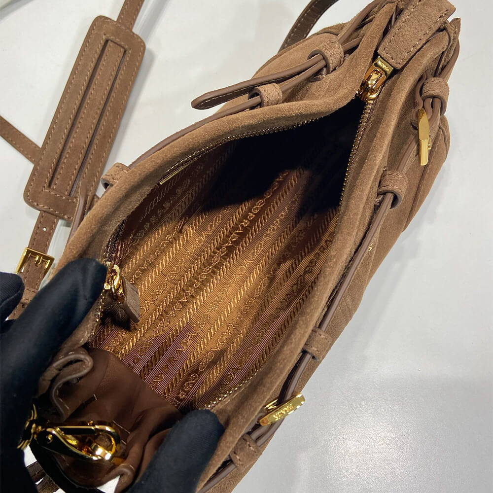 Pra*a Small Pra*a Bonnie suede shoulder bag(HIGH-END GRADE)