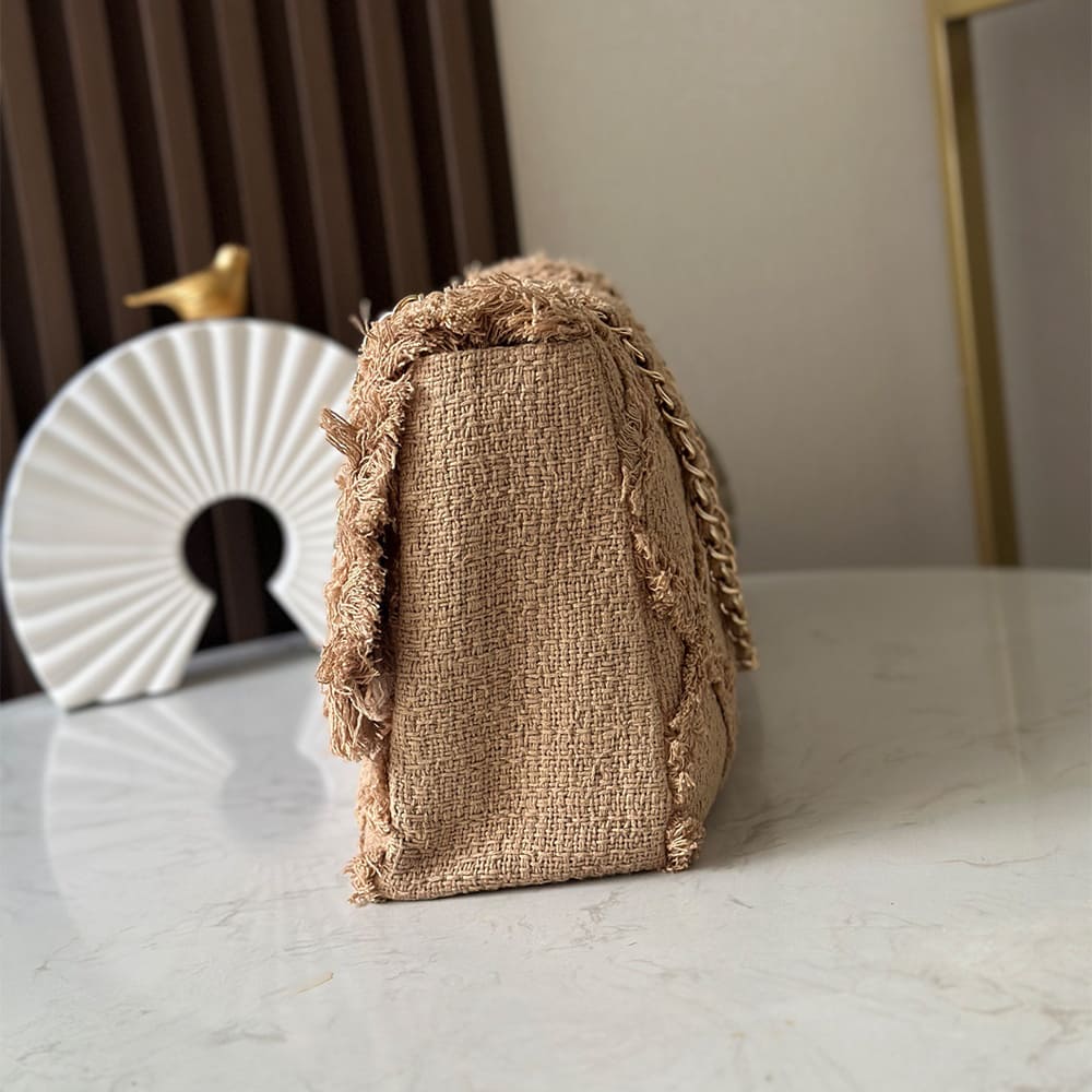Ch**el Crochet Tweed Extra Large Flap Bag(HIGH-END GRADE)