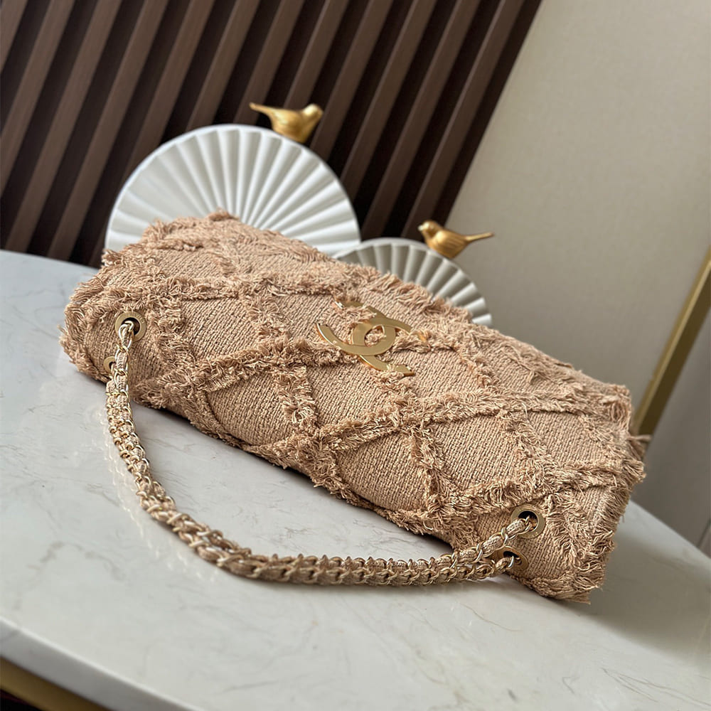 Ch**el Crochet Tweed Extra Large Flap Bag(HIGH-END GRADE)