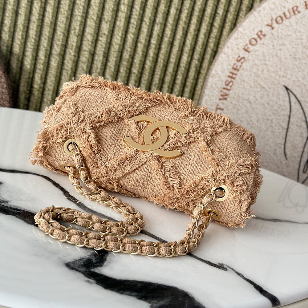 Ch**el Crochet Tweed Flap Bag(HIGH-END GRADE)
